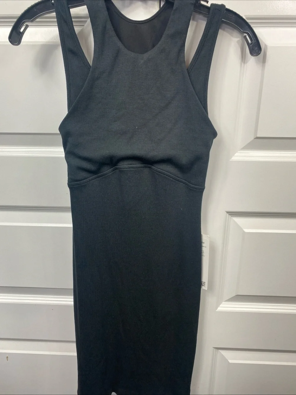 Lululemon Ribbed Cotton Modal Cut Out Dress  Black Cutout Back Athletic 4 Racer